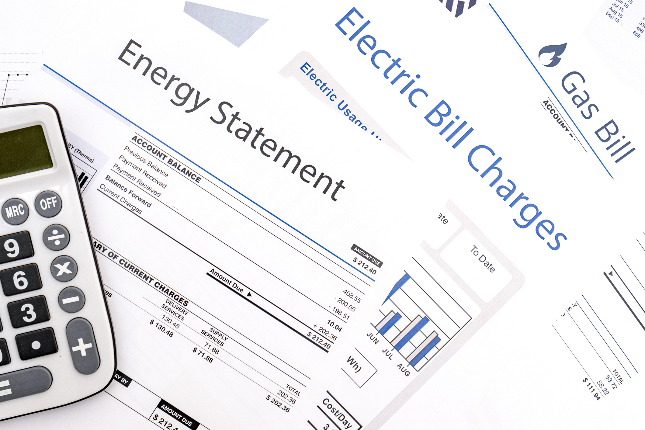 Energy efficiency concept and energy bill papers