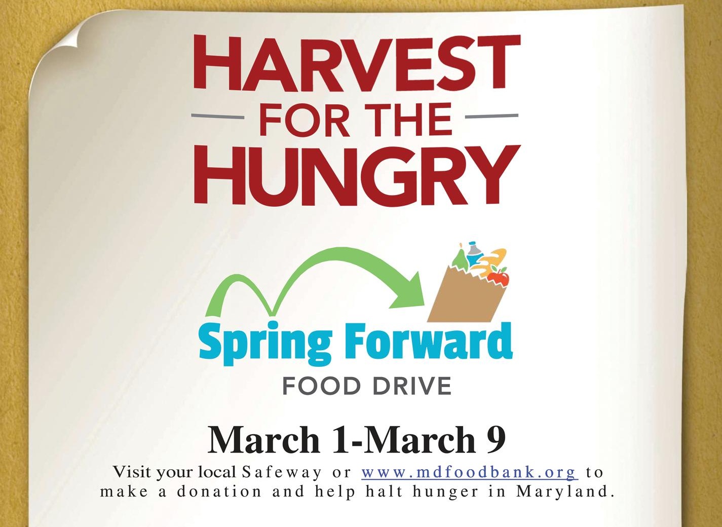 MD Harvest for the Hungry Spring Forward food drive logo