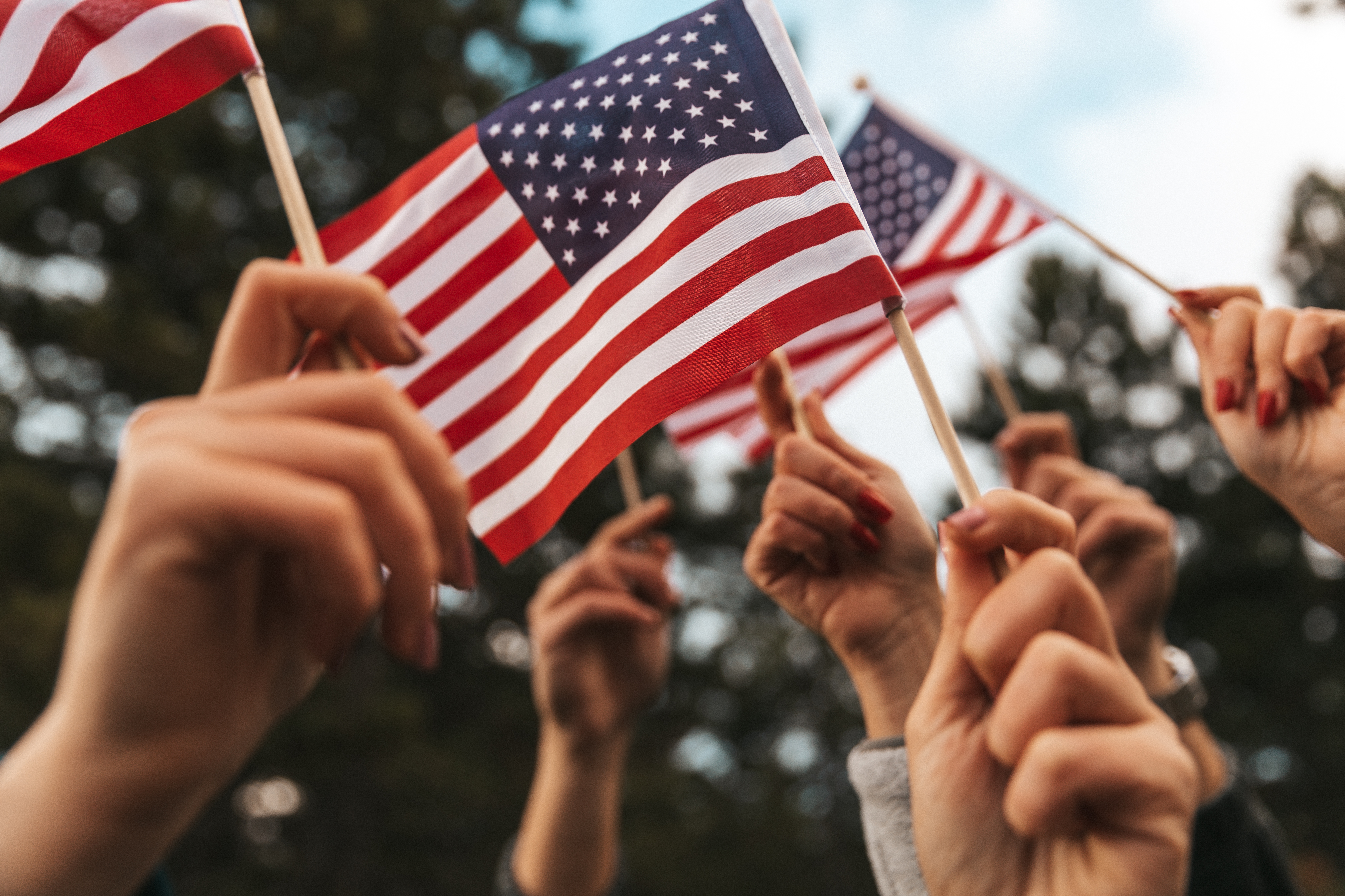 American flags raised for holiday celebrations