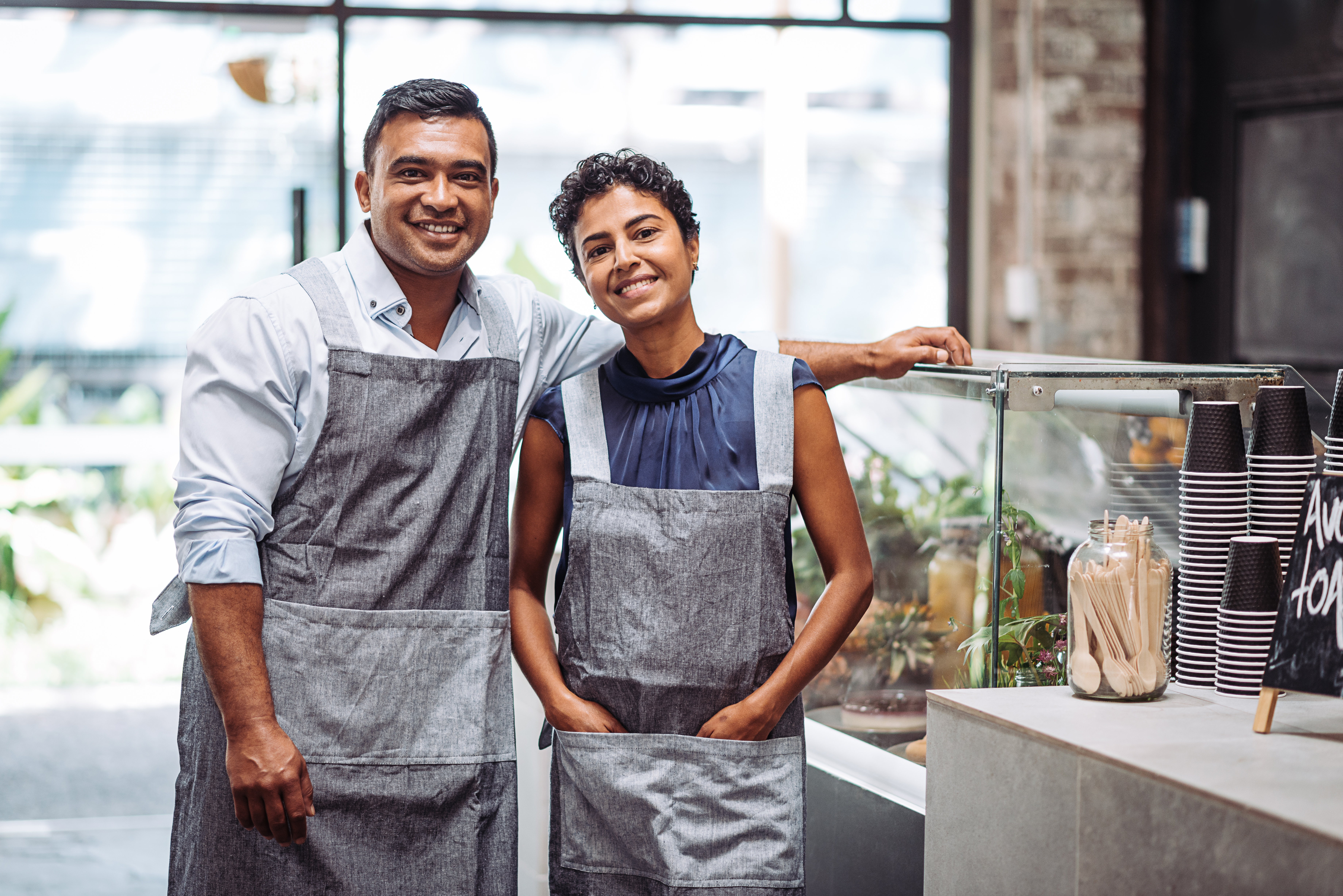 Baristas in modern bar