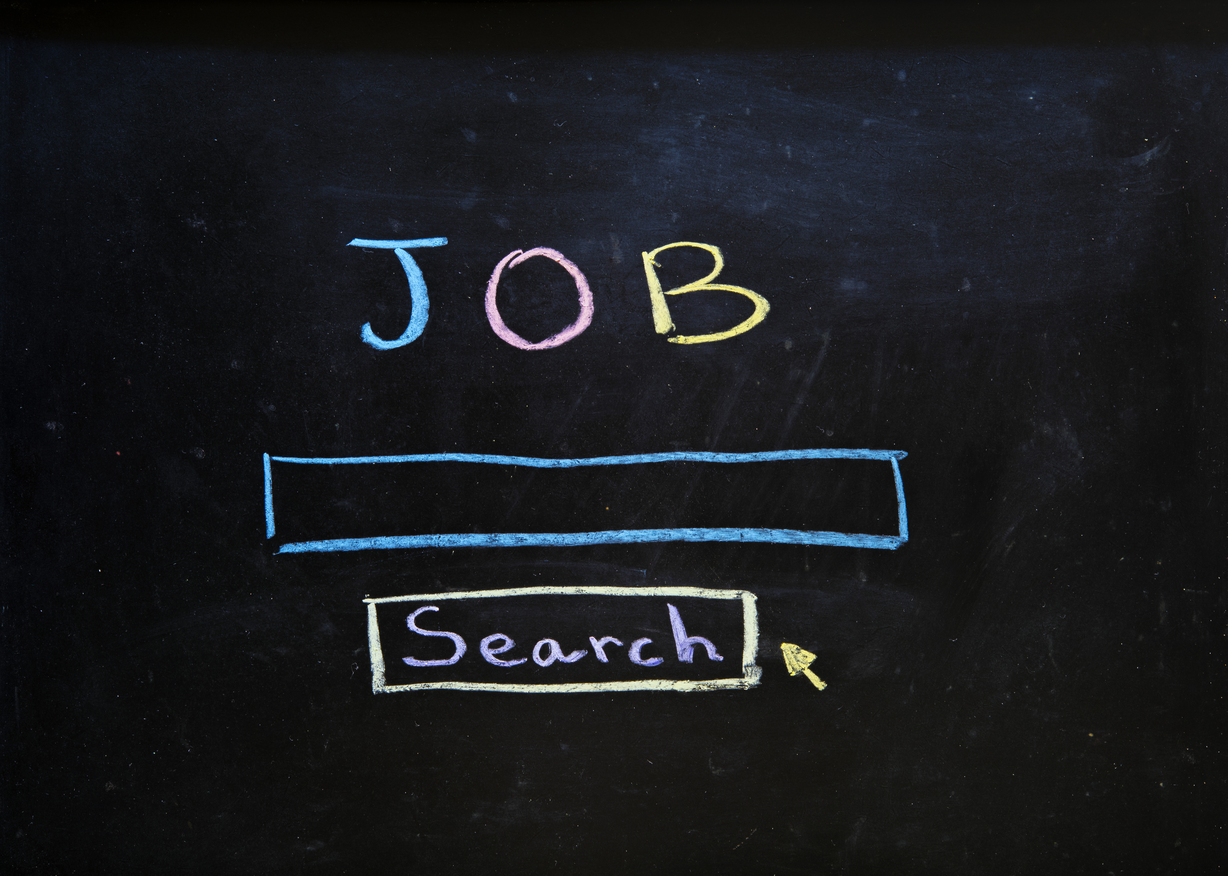 Job search written in chalk on a blackboard