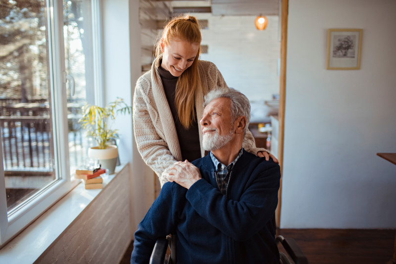 Helping her Old Man