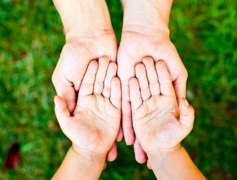 Child showing hands