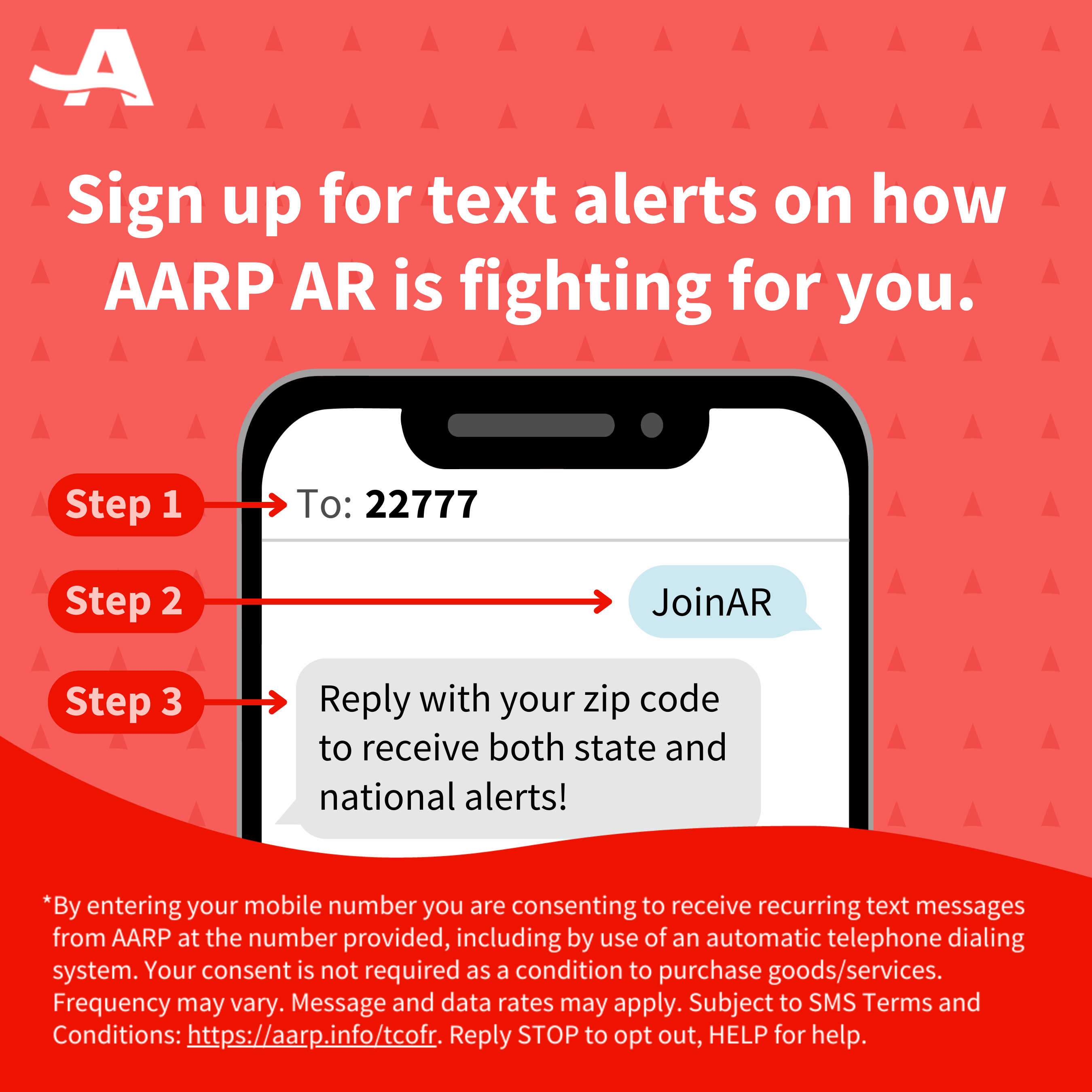 steps on how to text joinar to 22777