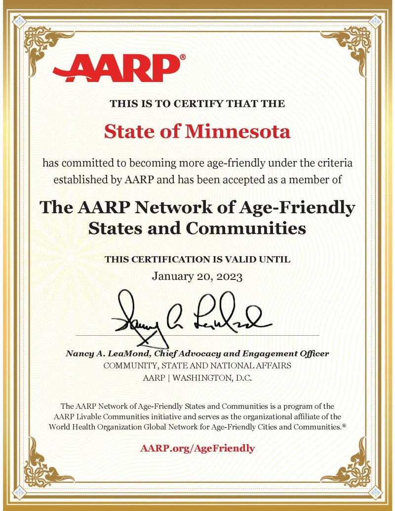 21 MN Age Friendly MN Enrollment Certificate