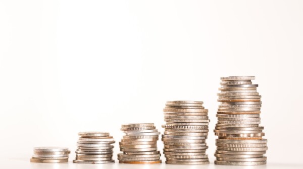 Silver coins stacked