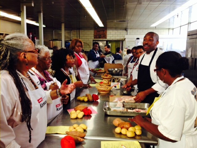 Chef Rock Harper with cooks