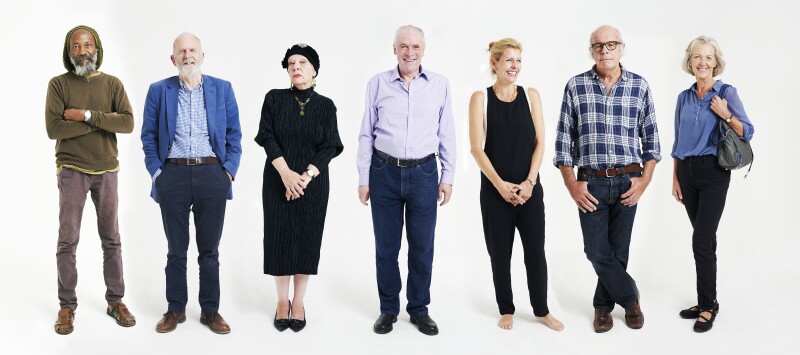Line-up of mature people