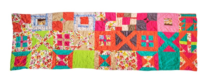 stitched crumpled patchwork scarf cutout on white