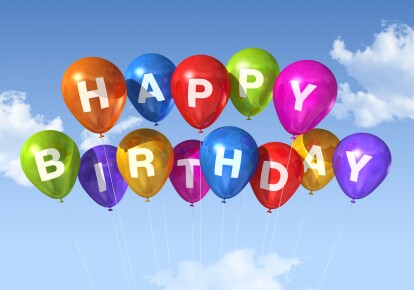 Happy Birthday balloons in the sky