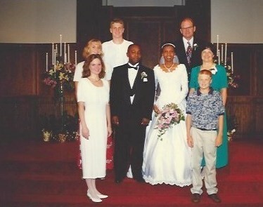 Ruth and Tony's wedding with their host family, the Lubbers