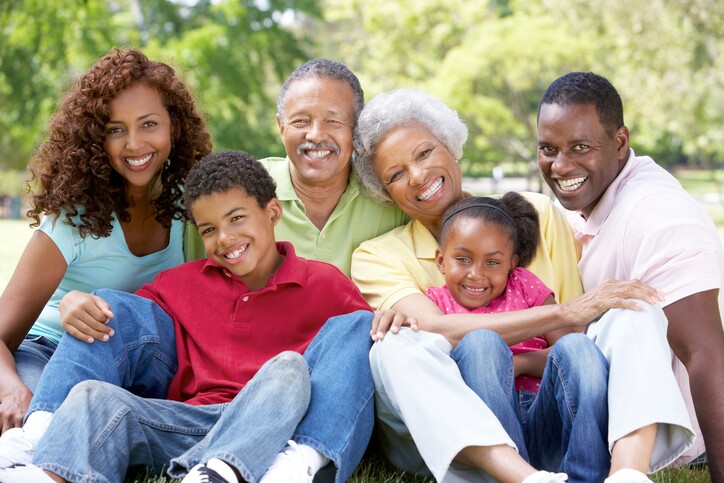 Portrait Of Extended Family Group In Park
