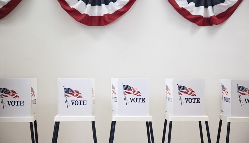 Voting booths in polling place
