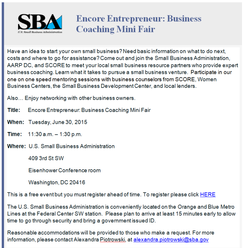 Flyer for 6-30-15 SBA Encore Event