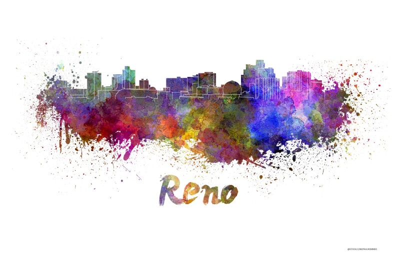 Reno skyline in watercolor