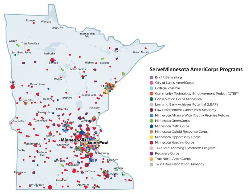 Americorps MN Map