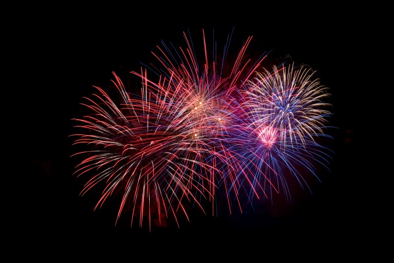 Fireworks on black sky. Fourth of July, Independence day