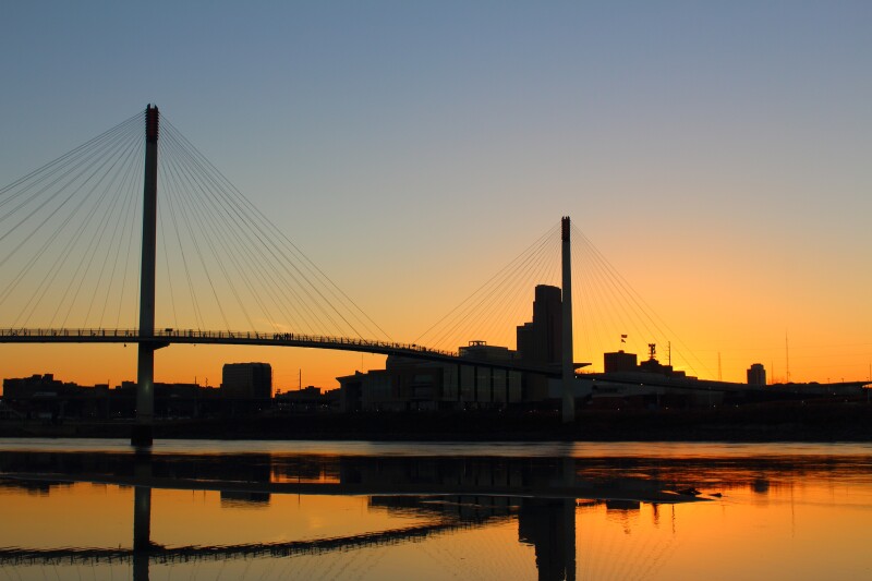 Downtown Omaha at sunset