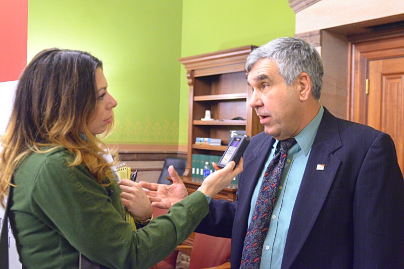 Tony Vola interviewed by radio reporter