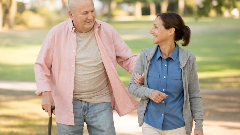 walking outdoors while visiting family