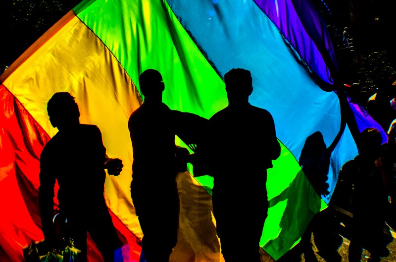 Gay pride parade flag