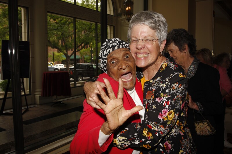 Carolyn Moore Hunter with Young at Heart chorus member.