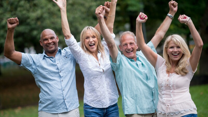 Excited group of friends