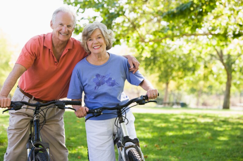 Senior couple on cycle ride