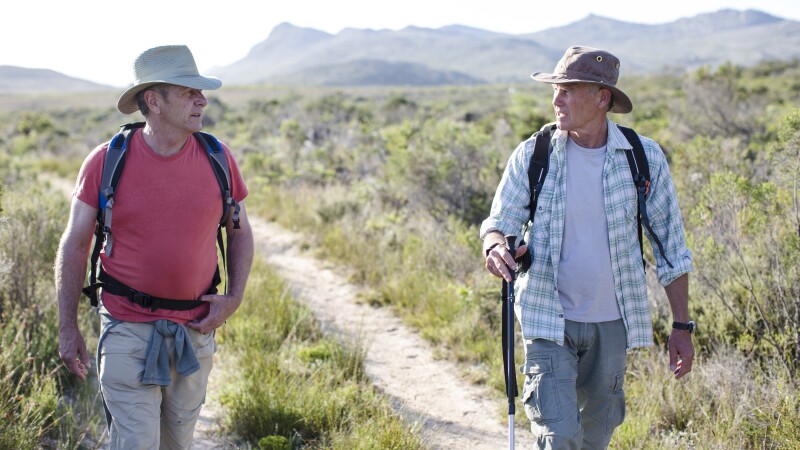 Two men hiking