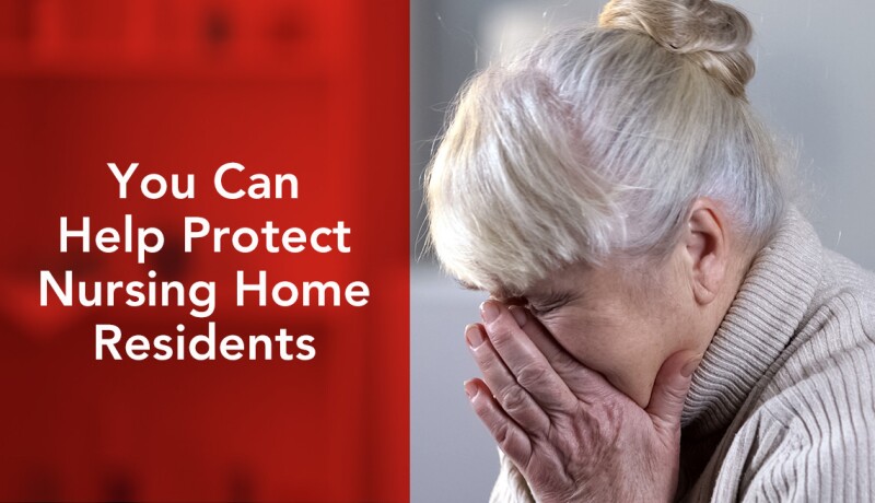 You can help protect nursing home residents. Woman sitting alone