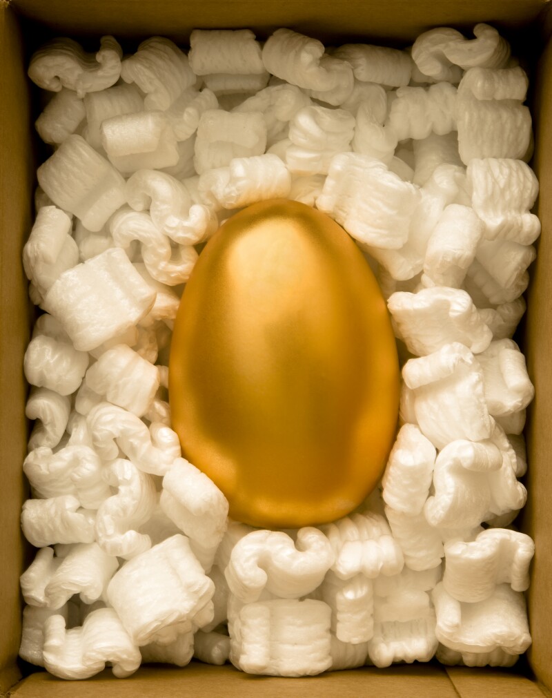 Golden Egg safely packed in a box