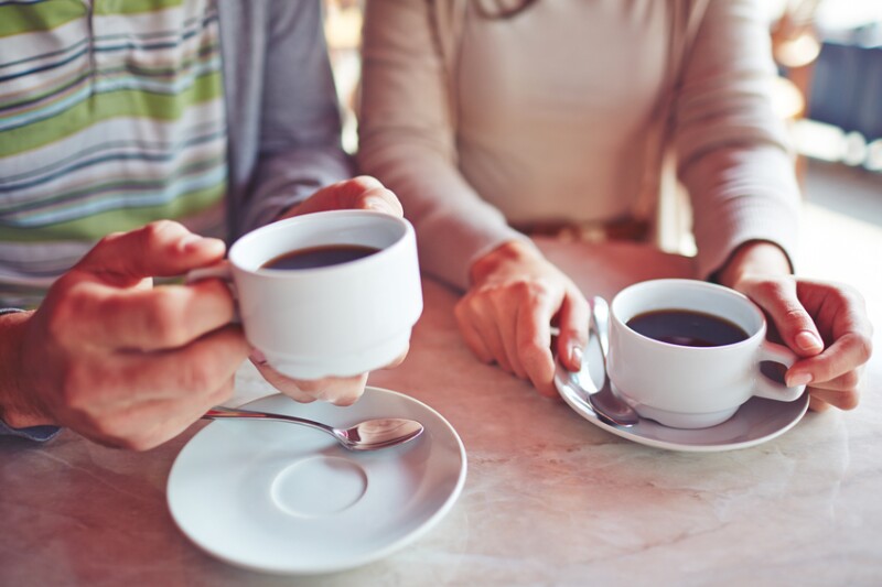 Drinking coffee