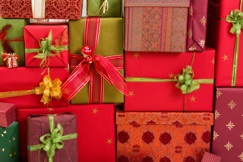 Full frame of christmas presents