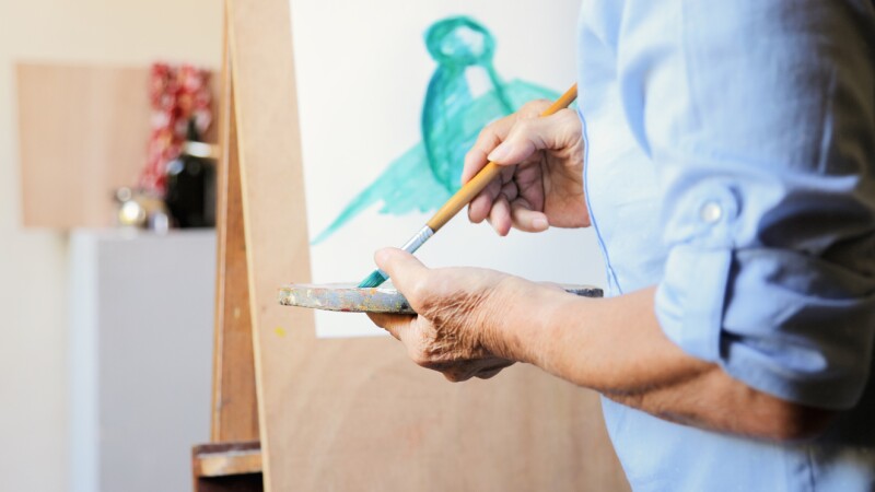 Art School Elderly People Taking Class Learning To Paint