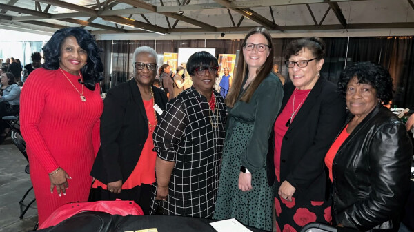 Members of Team Gary, Wanda Green, Mattie Perry-Lightfoot, Veronica McGill, Emily Gorman, Mary Stuart-Pellegrini, and Julia Peoples stop for a quick snapshot at the Foodbank of Northwest Indiana's fundraising event.