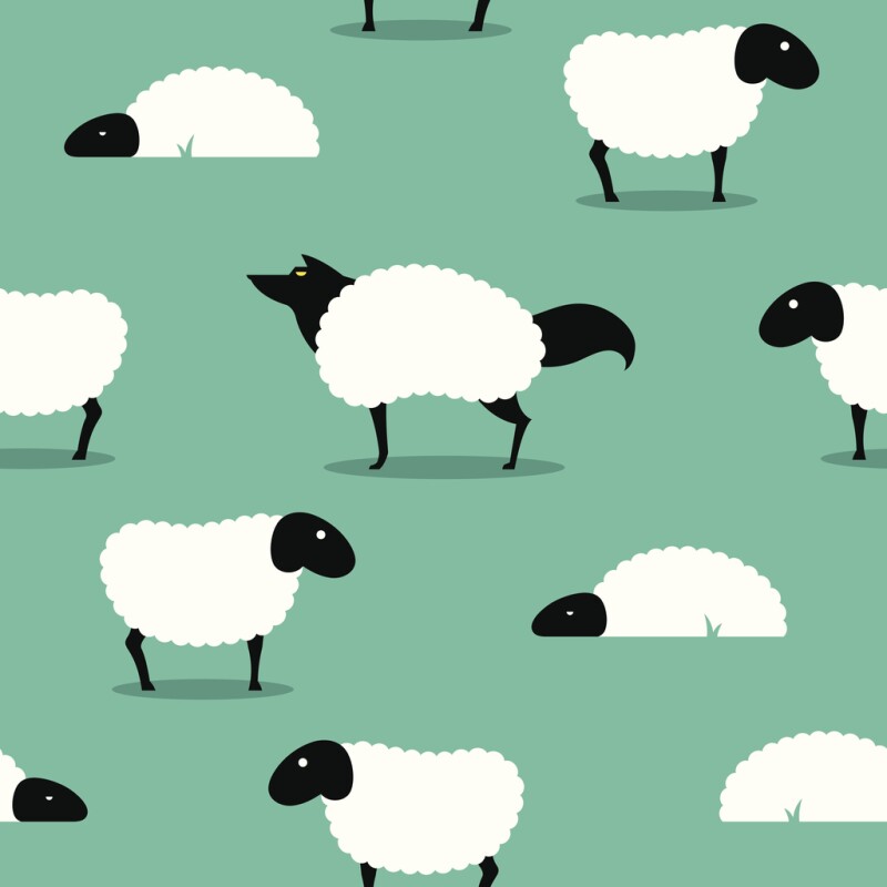 Wolf In Sheeps Clothing seamless Background idiom