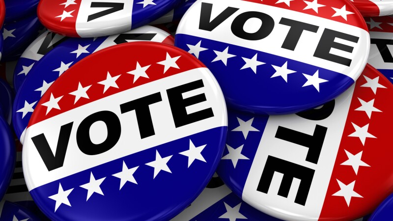 Pile of Vote Badges - US Elections Concept Image