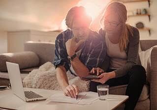 Couple doing taxes