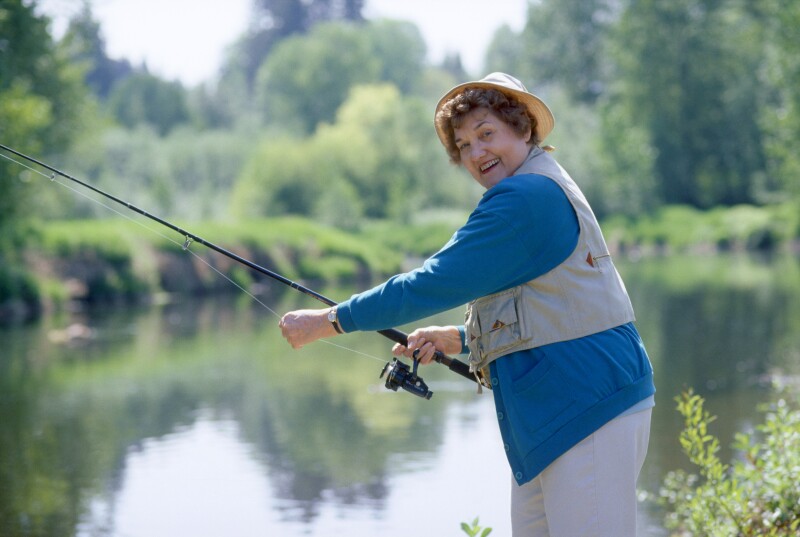 woman fishing