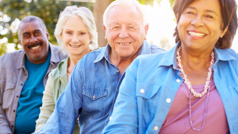Outdoor Group Portrait Of Senior Friends