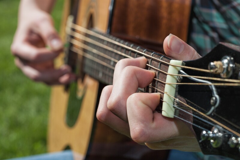 Musician's hand closeup