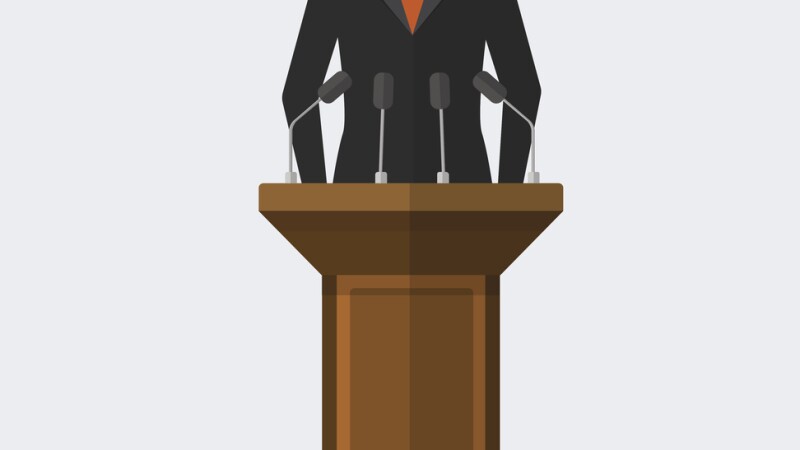 Vector Illustration Politician Woman Giving Speech