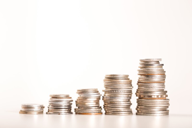 Silver coins stacked
