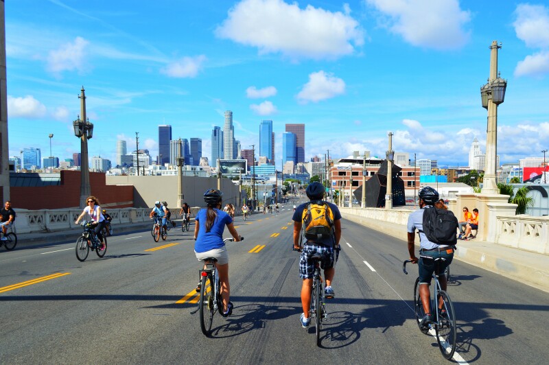 CicLAvia ridign toward DTLA