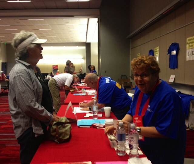 Volunteers check in at Life@50+ Las Vegas