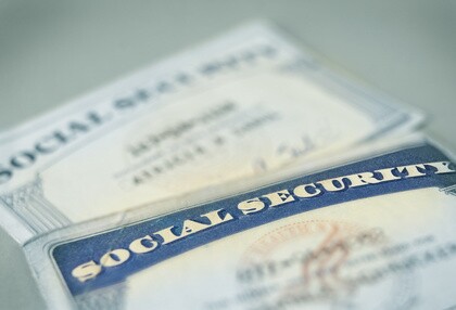 closeup of US Social Security cards