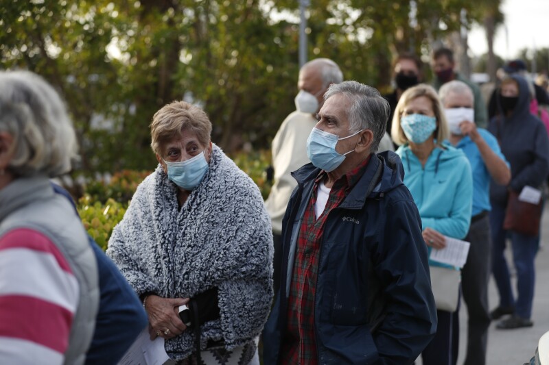 Senior Citizens Line Up For Vaccinations Administered By Florida Department Of Health