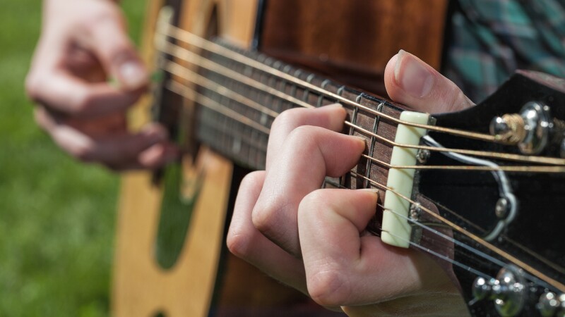 Musician's hand closeup