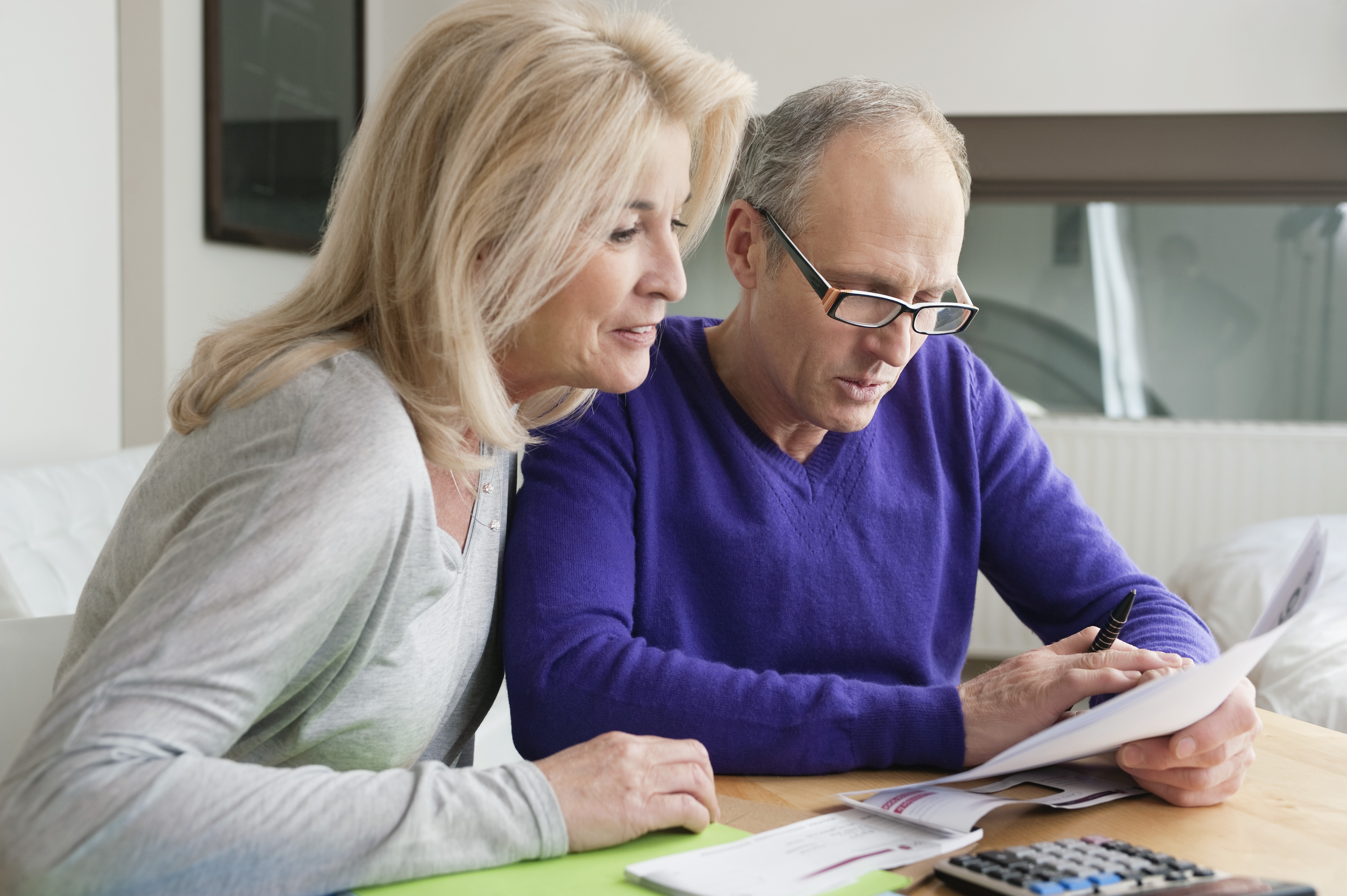 Couple sorting out bills