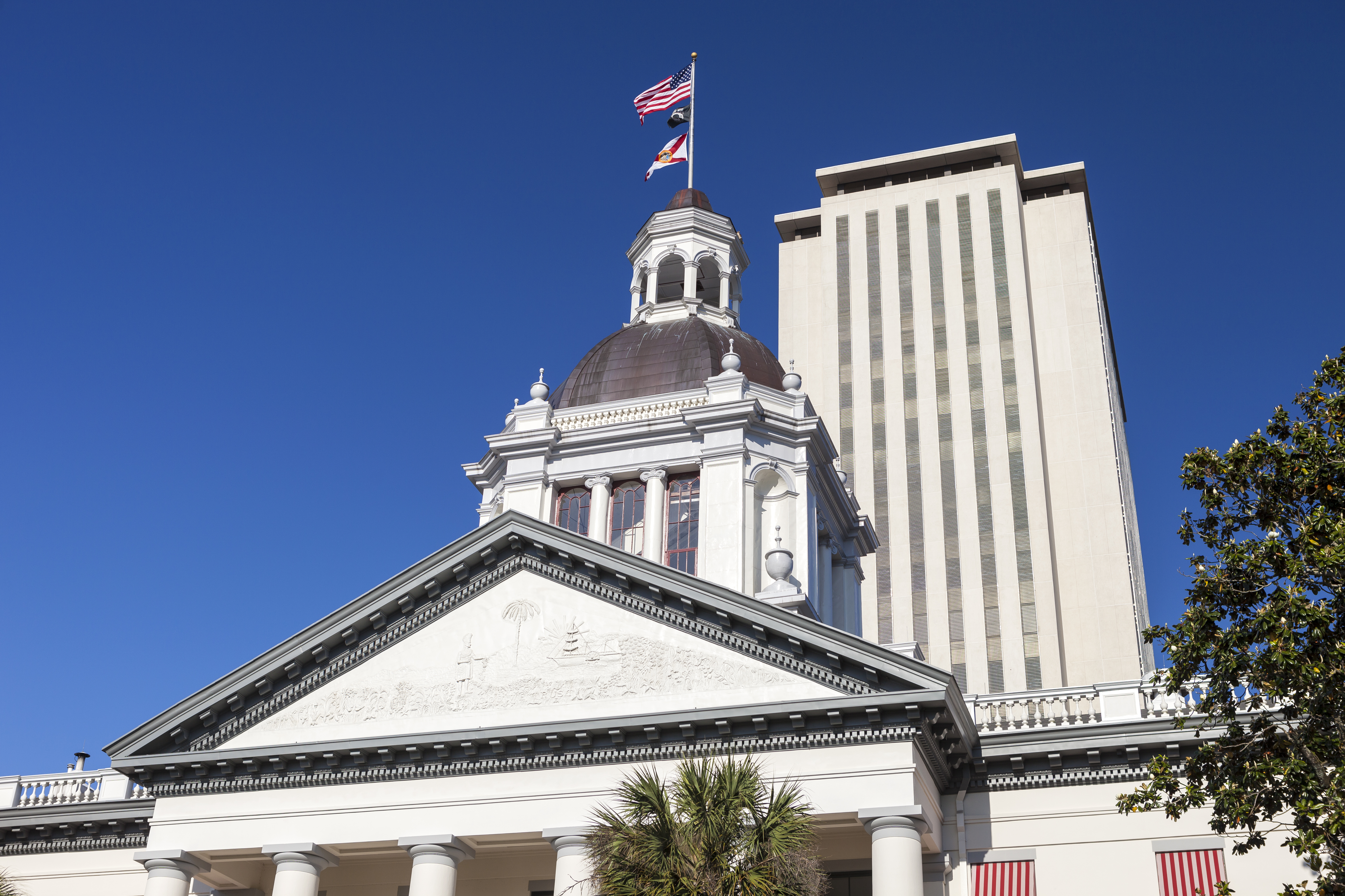 Old And New Florida State Capitol Buildings In Tallahassee